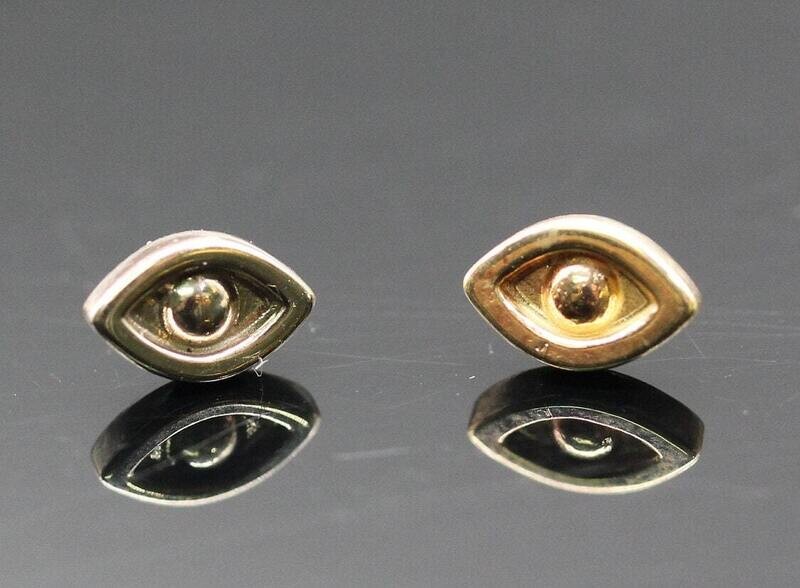 evil eye push pin  14k solid Gold (NOT plated or filled)