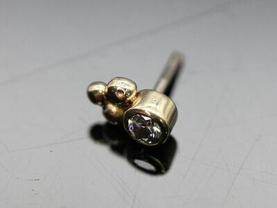 Single triple bead compatible with Neometal Push Pins 14k Gold Ring With Real Diamond 1.7mm VS1 E/F Color center