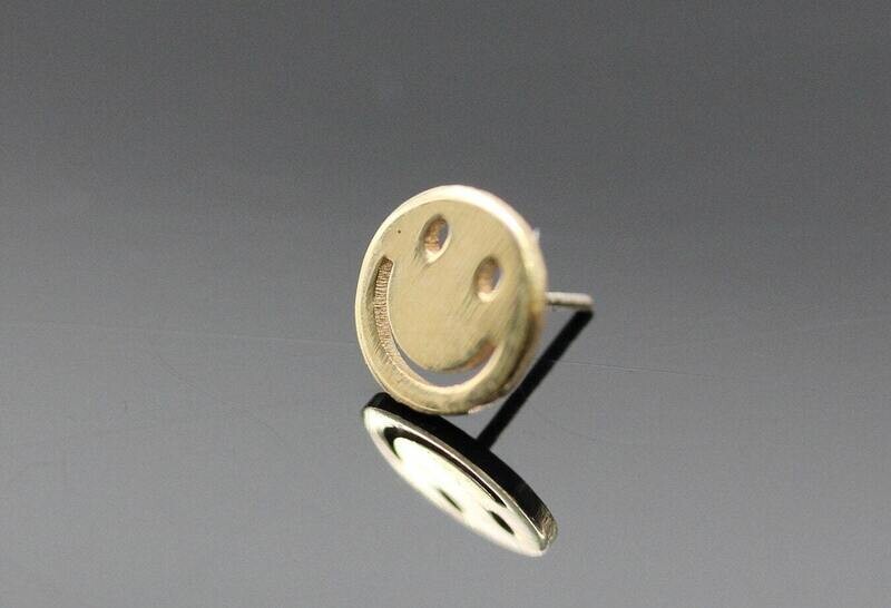 Smiley face push pin  14k solid Gold (NOT plated or filled)