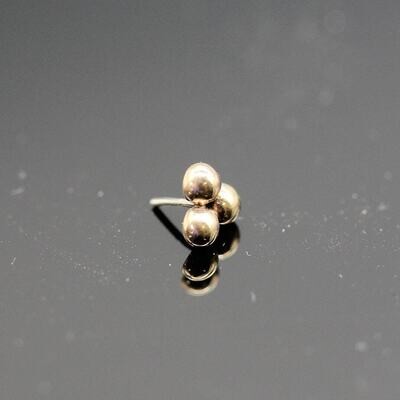 Trinity Push Pin Top 14k Gold (NOT plated or filled) Compatible with NeoMetal Threadless Titanium Flatbacks