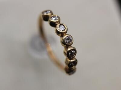 16g or 18g Solid 14k Gold side facing (NOT plated or filled) Ring With 7 Real Diamonds 1.8mm VS1 E/F Color