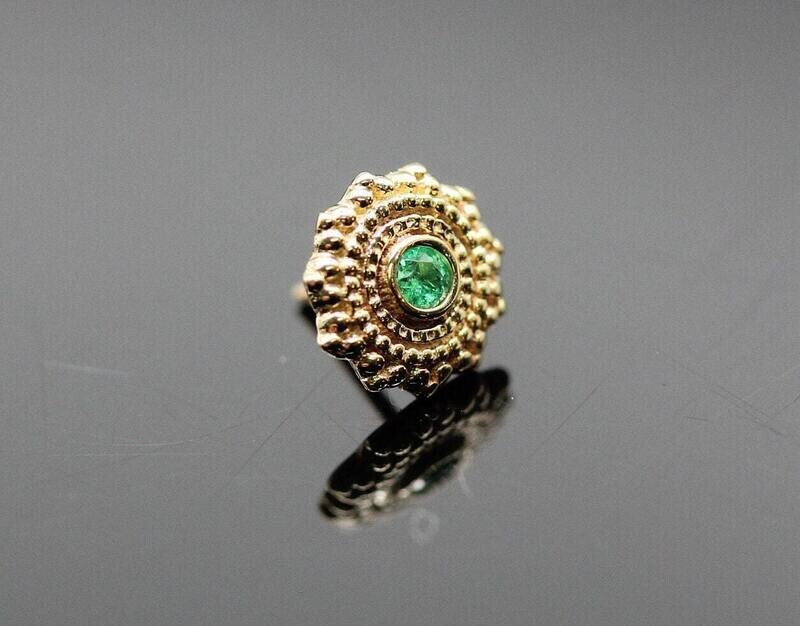 BVLA Pin with Afghan 6mm with real Emerald 1.5mm