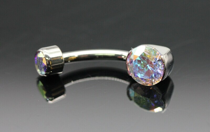 Anatometal Titanium Partial Bezel Navel Curve with Aurora Stones 5mm bottom and 3mm top