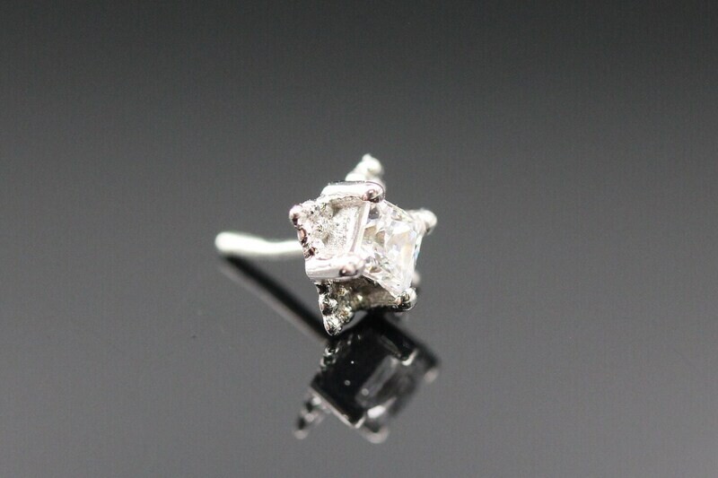 BVLA White gold pin princess mini Kandy with princess white CZ