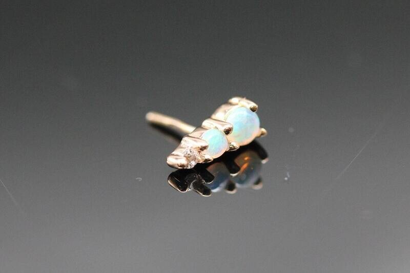 BVLA Rose  gold pin- Jeanie 3 - White Opal and Real Diamond