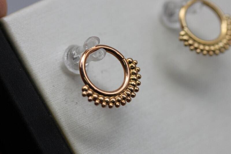 BVLA Rose gold Kolo - 16GA seamless ring- row of tiny beads cluster under ring