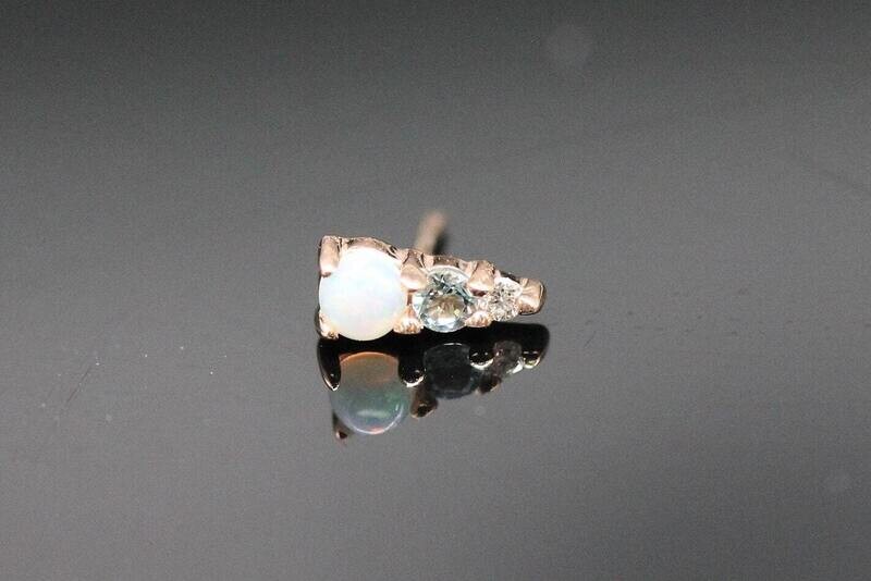 BVLA Rose gold with Jeanie 3 with White Opal,Swiss Topaz,and Diamond