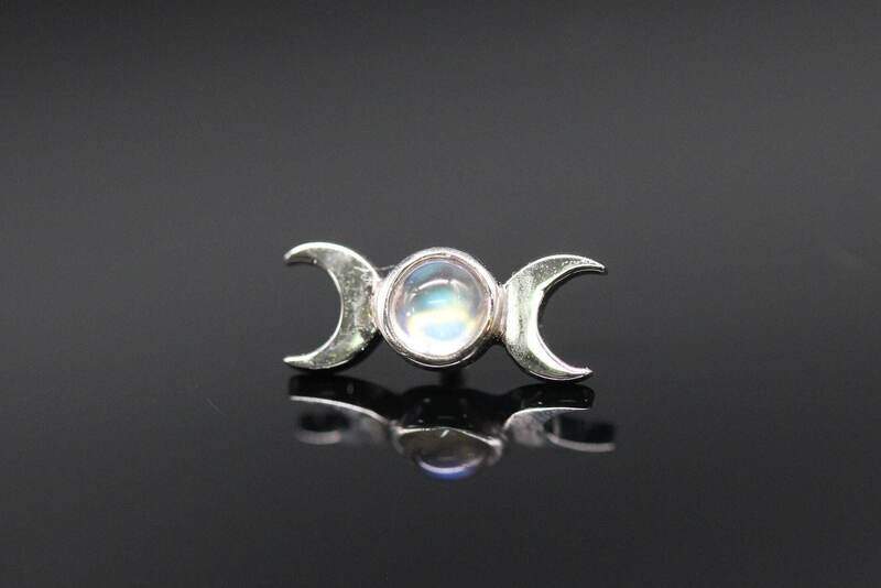 BVLA Threaded Moon Goddess with 3mm rainbow moonstone