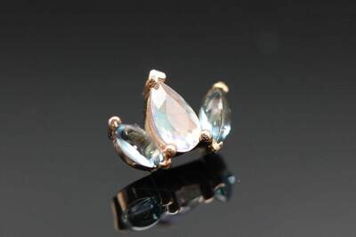 BVLA Threaded rose gold Alana Marquise fan with pear center - Swiss blue topaz and rainbow moonstone