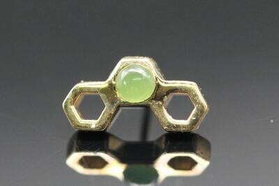 BVLA Pin Yellow gold honeycomb with 2mm Jade