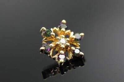 BVLA Threaded yellow Gold Alice Snowflake with Mystic Topaz and white CZ's