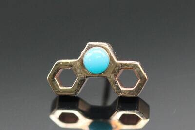 BVLA Pin Rose gold honeycomb with 2mm Turquoise