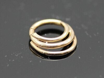 16g or 18g Triple Gold (NOT plated or filled) Septum Ring Solid 14k