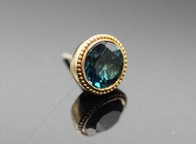 4mm London Blue Topaz with beaded detail push pin compatible with Neometal backs 14k Gold (NOT plated or filled)