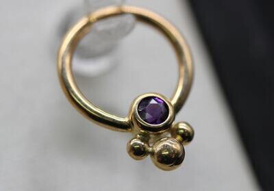 Amethyst seamless ring with beads 14k solid Gold (NOT plated or filled)