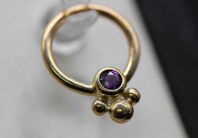 Amethyst  seamless ring  with beads 14k solid Gold (NOT plated or filled)