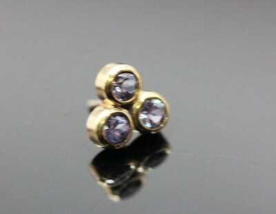 6mm tri with 2mm Tanzanite push pin compatible with Neometal backs 14k Gold (NOT plated or filled)