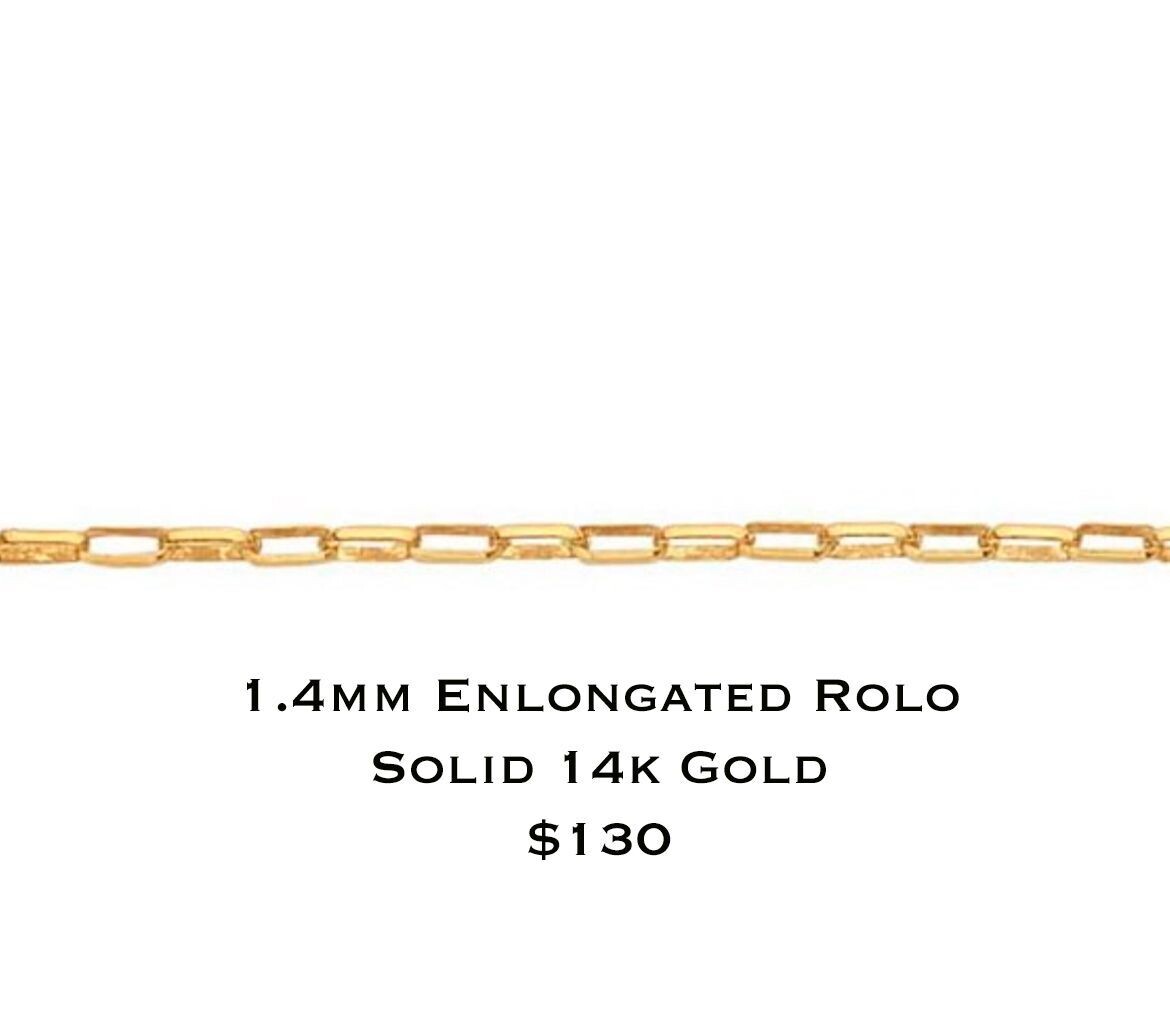 Gold Forever Bracelet Dep Option #2 Gold 1.4mm EnLongated Rolo $130