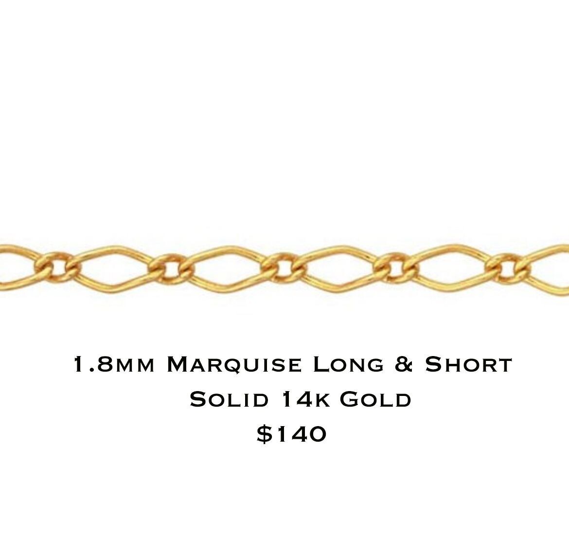 Gold Forever Bracelet Dep Option #3 Gold 1.8mm Marquise Long & Short $140