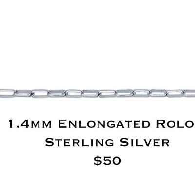 Gold Forever Bracelet Dep Option #7 1.4mm Enlongated Rolo Sterling Silver $50.00