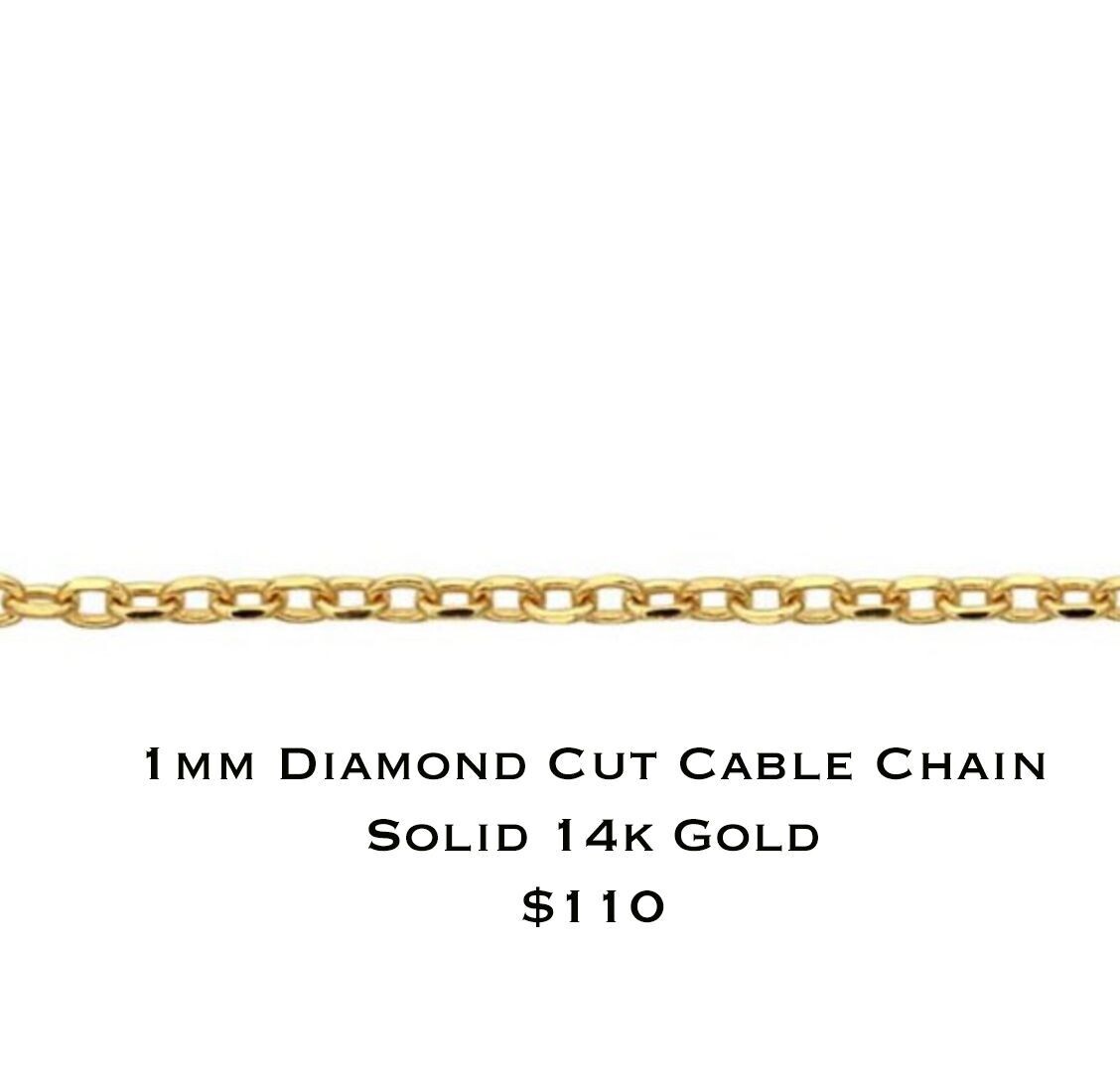 Gold Forever Bracelet Dep Option #1 Gold 1mm Diamond Cut Cable Chain