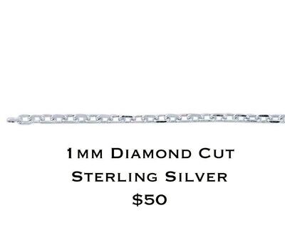Gold Forever Bracelet Dep Option #6 1mm Diamond Cut Sterling Silver $50.00