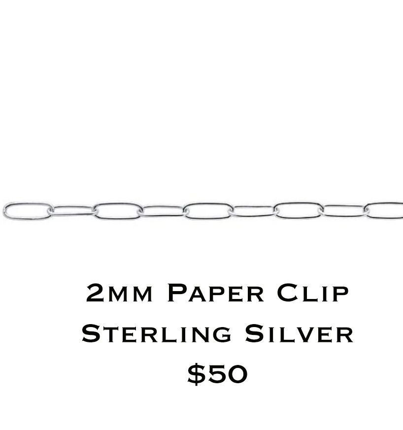 Gold Forever Bracelet Dep Option #9 2mm PaperClip Sterling Silver $50.00