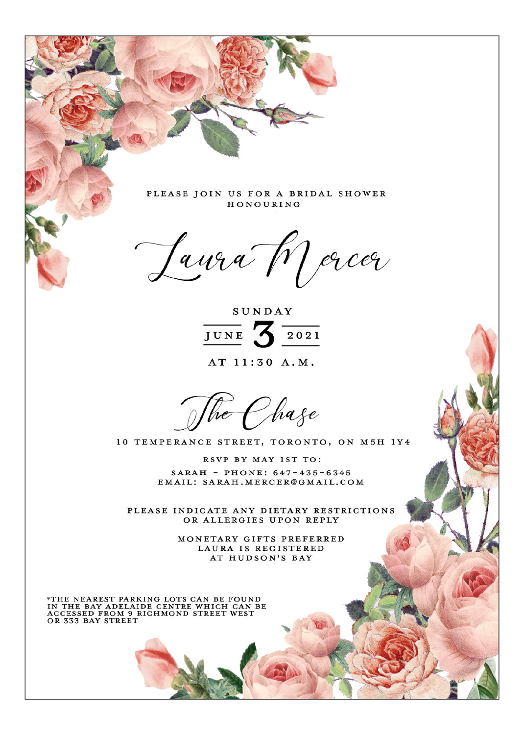 English Garden Floral Bridal Shower Invitation