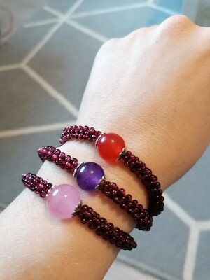 Garnet with crystal ball bracelet Garnet with crystal ball bracelet