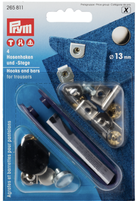 Broekhaken en -staafjes, Zilver, 13mm - Prym X