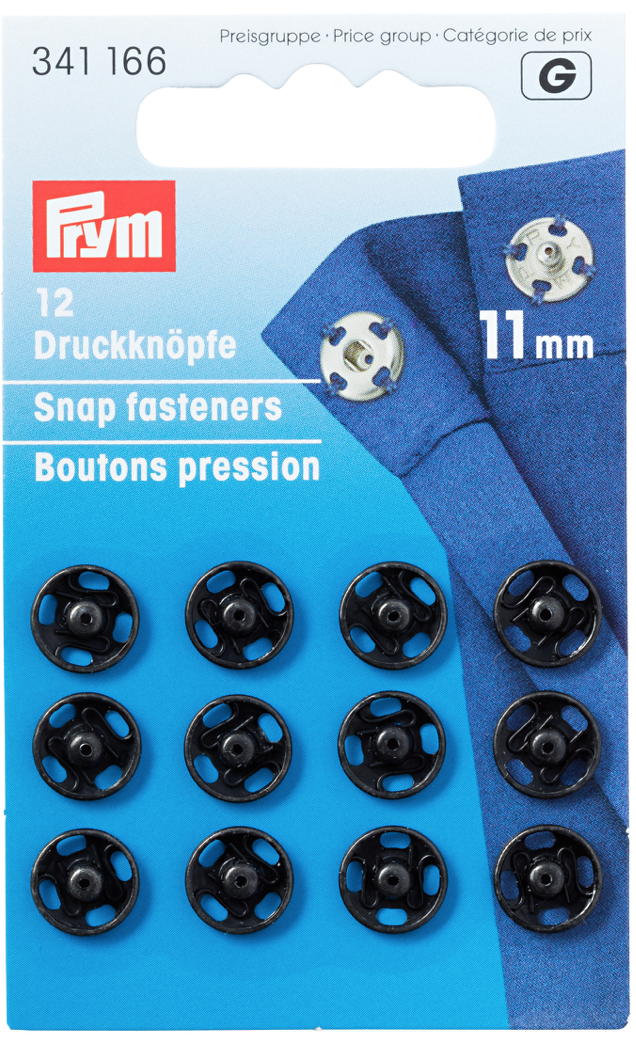 Aannaai drukknopen 11mm - zwart - Prym G