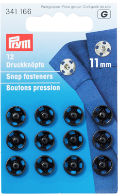 Aannaai drukknopen 11mm - zwart - Prym G