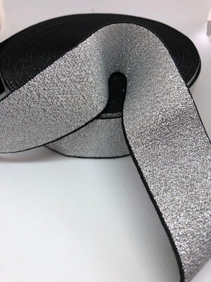 Soepele elastiek zilver glitter 30mm