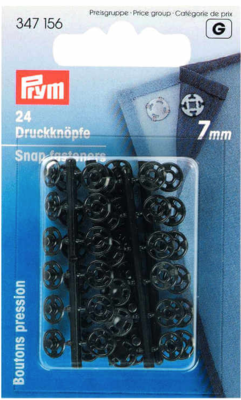 Aannaai drukknopen 7mm - zwart - Prym G