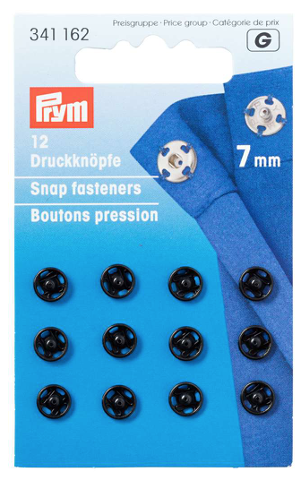 Aannaai drukknopen 7mm - zwart - Prym G