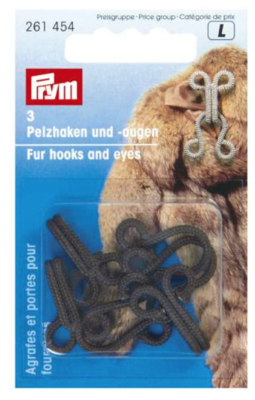 3 Pelshaken en ogen bruin - Prym L