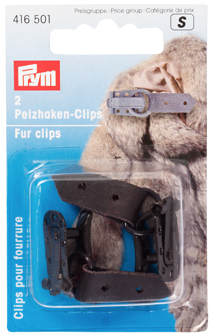 2 Pelshaken/clips - bruin - Prym S
