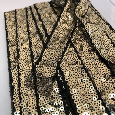 Lint zwart met gouden pailletten 2cm