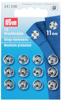 Aannaai drukknopen 11mm - zilver - Prym G