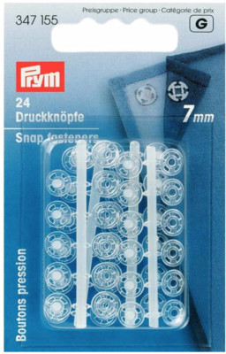 Aannaai drukknopen 7mm - transparant - Prym G