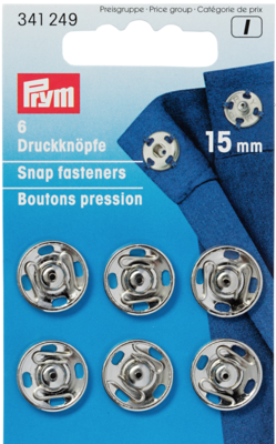 Aannaai drukknopen 15mm - zilver - Prym I