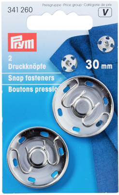 Aannaai drukknopen 30mm - zilver - Prym V