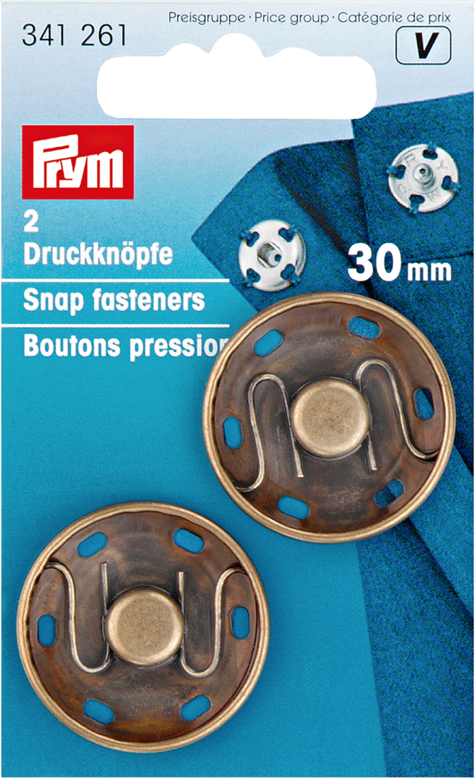 Aannaai drukknopen 30mm - brons - Prym V