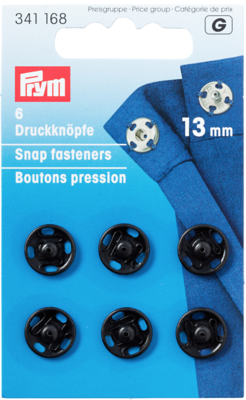 Aannaai drukknopen 13mm - zwart - Prym G