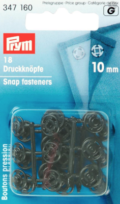 Aannaai drukknopen 10mm - zwart - Prym G