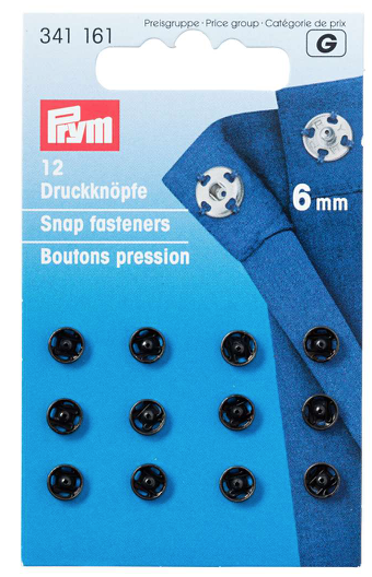 Aannaai drukknopen 6mm - zwart - Prym G