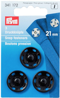 Aannaai drukknopen 21mm - zwart - Prym I