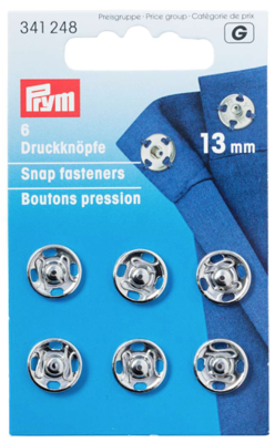 Aannaai drukknopen 13mm - zilver - Prym G