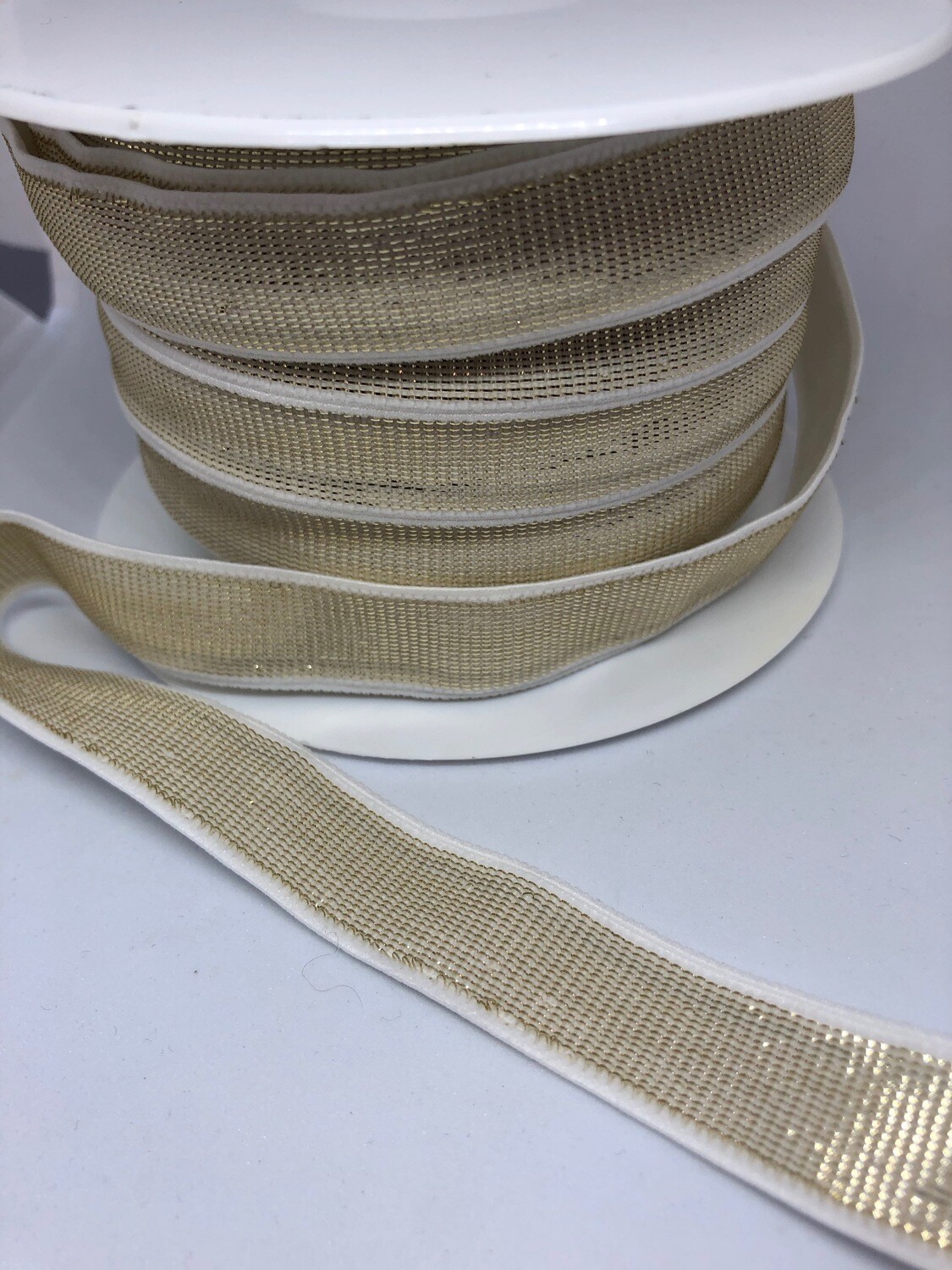 Soepele elastiek Goud/wit 18mm