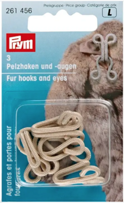 3 Pelshaken en ogen beige - Prym L